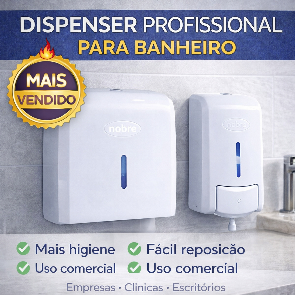 Dispenser Suporte Papel Toalha Nobre + Saboneteira de Parede | Banheiro Profissional
