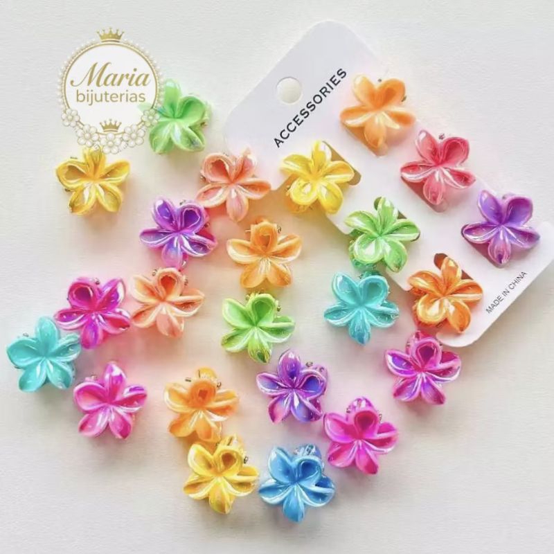 Kit 12/24/36/48 Peças Grampos piranha De Cabelo Flor De Feriado De Praia Barrettes 2.5cm em Oferta na Shopee