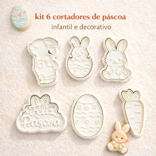 Kit 6 Cortadores de Biscoito Páscoa Infantil 6cm Cortador Pasta Americana Massinha Com Marcador em Oferta na Shopee