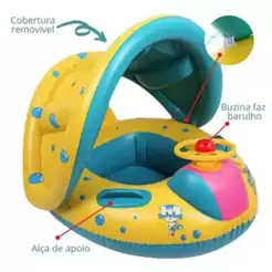 Bote Inflável Infantil com Cobertura Removível e Volante Interativo