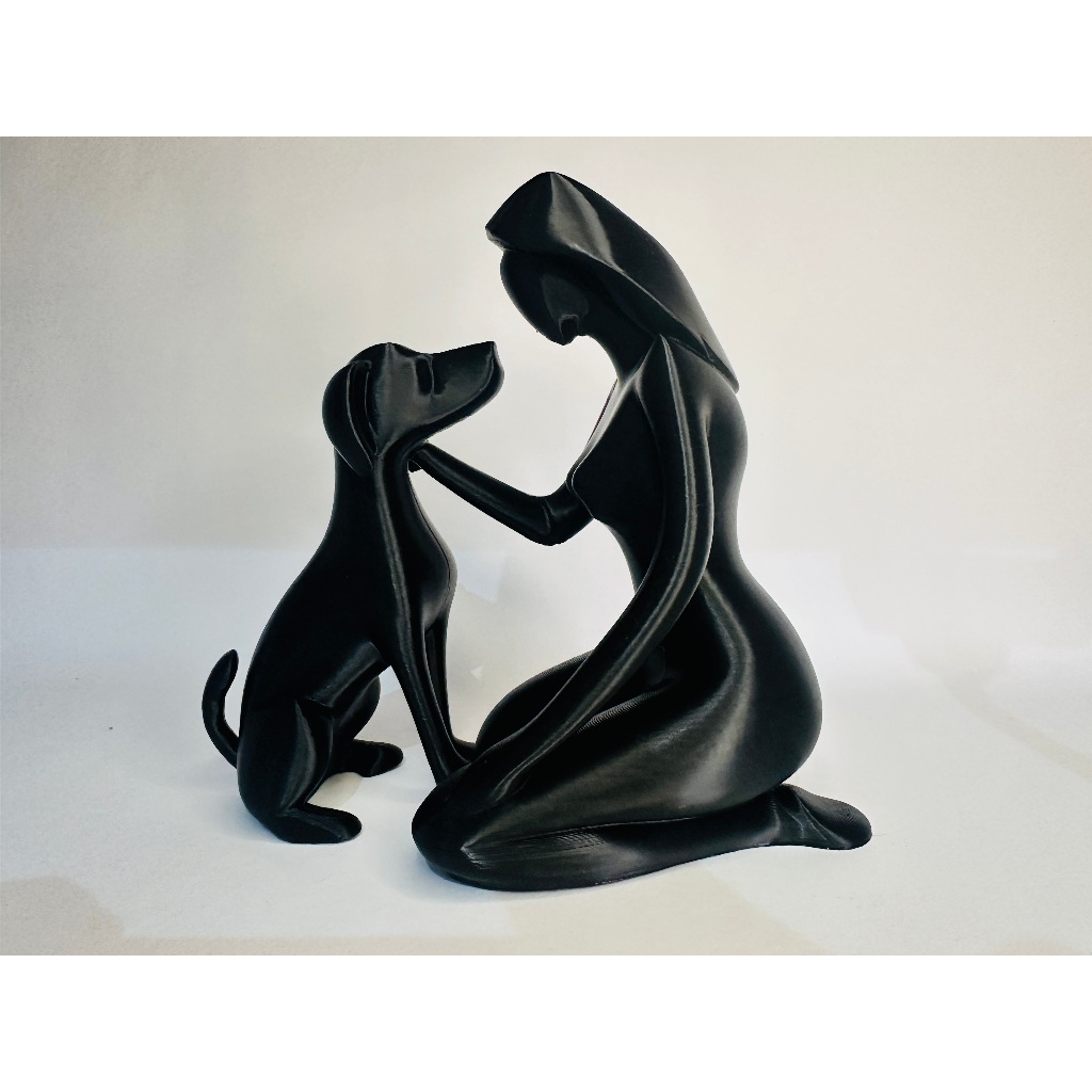 Estatueta Mulher e Cachorro 15 cm Decoração Enfeite Quarto Sala Escritório Consultório