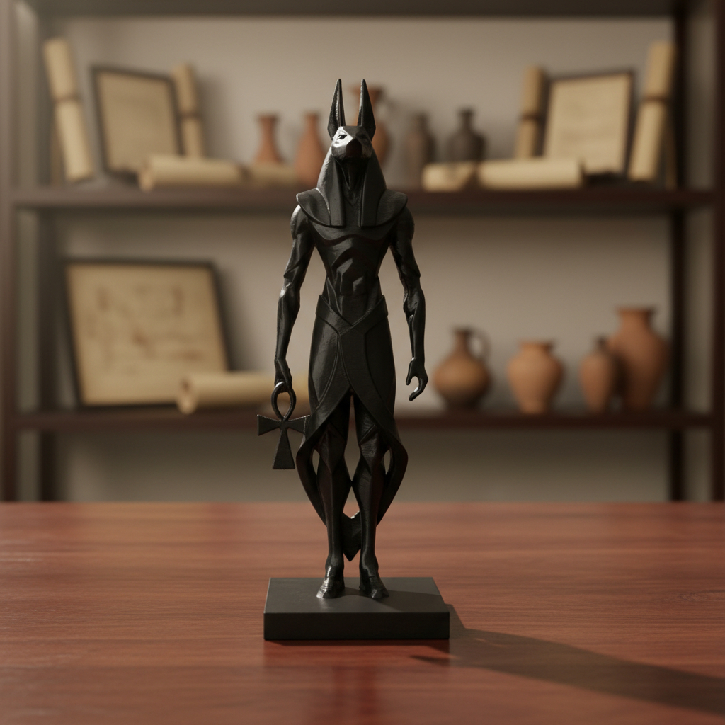 Escultura Estatueta De Anúbis Chacal Deus Do Antigo Egito - 3d 16 Cm