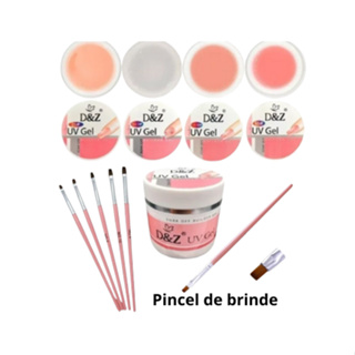 Gel da D&Z Led UV Builder Gel Nude|Clear para unha tips profissional Pincel 50|30|15 GR em Oferta na Shopee