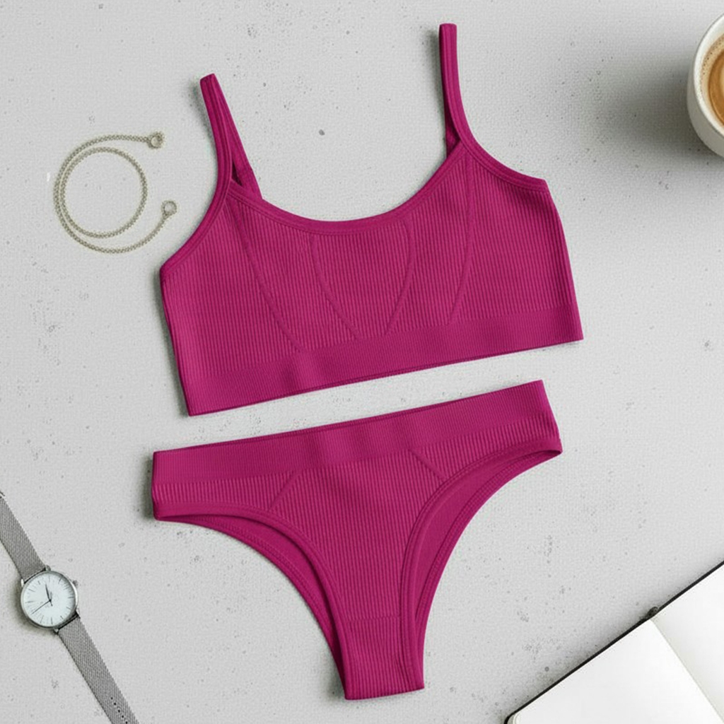 Kit Conjunto Sutiã Top Sem Bojo Alcinha e Calcinha Feminino