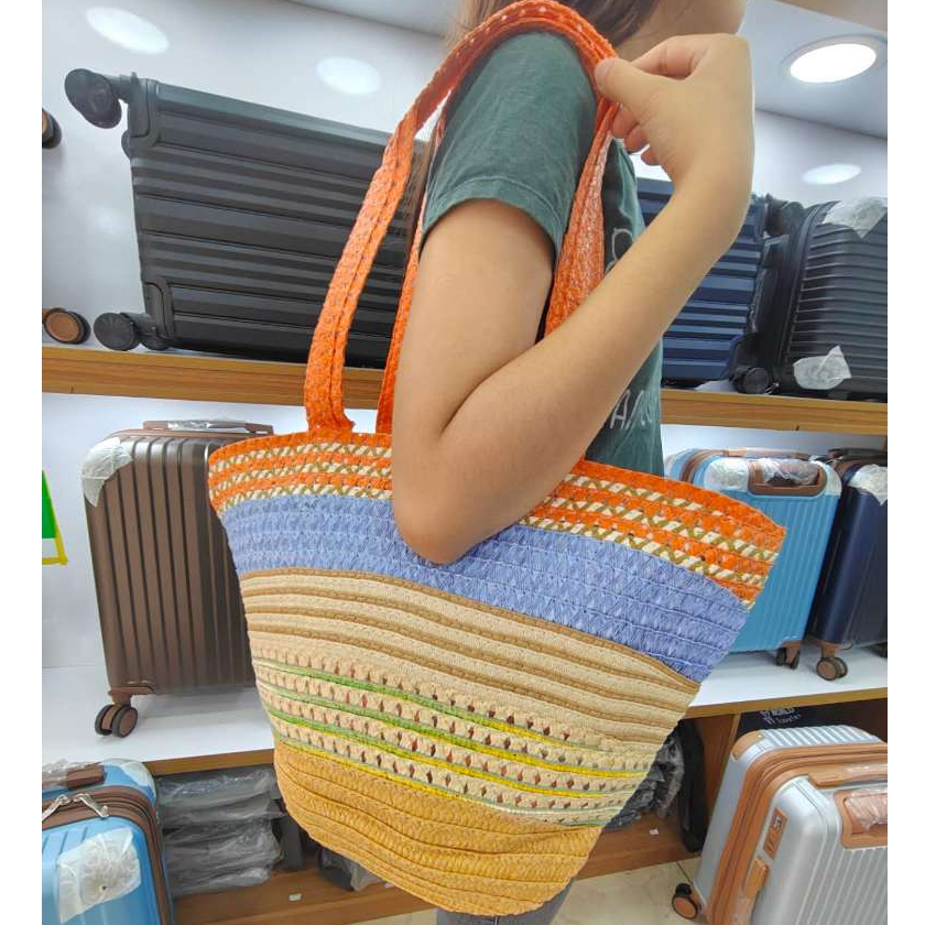 Bolsa Feminina de Palha Trançada Estilo Cesta Grande Capacidade Tote par Trabalho Viagem Praia Verão