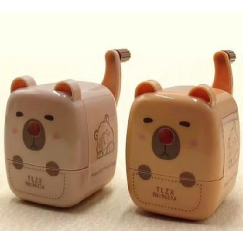 apontador de lápis da capivara fofinha com manivela retrátil e bastante espaço 🐹✏️