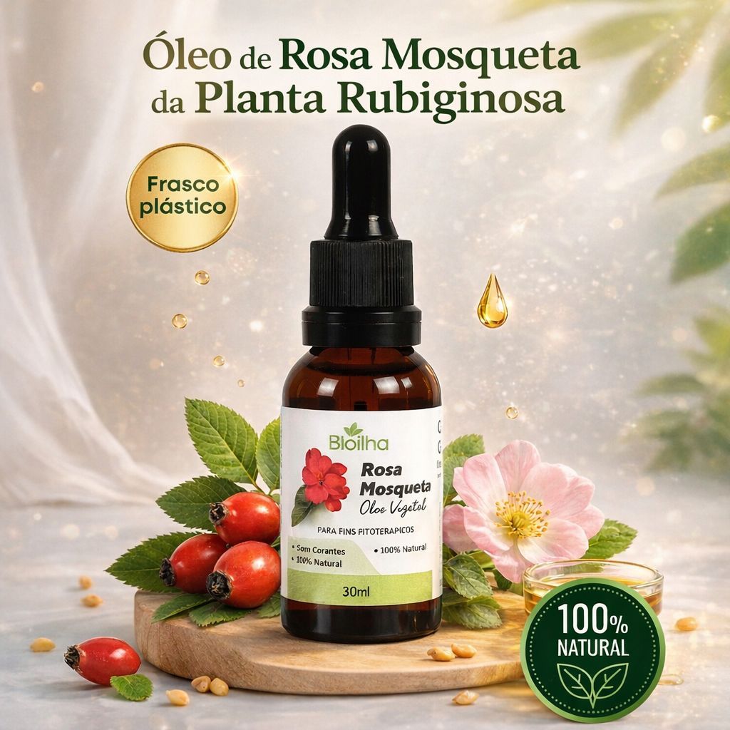 Óleo Vegetal de Rosa Mosqueta 100% Puro | Rosa Rubiginosa | Clareador, Trata Manchas e Estrias