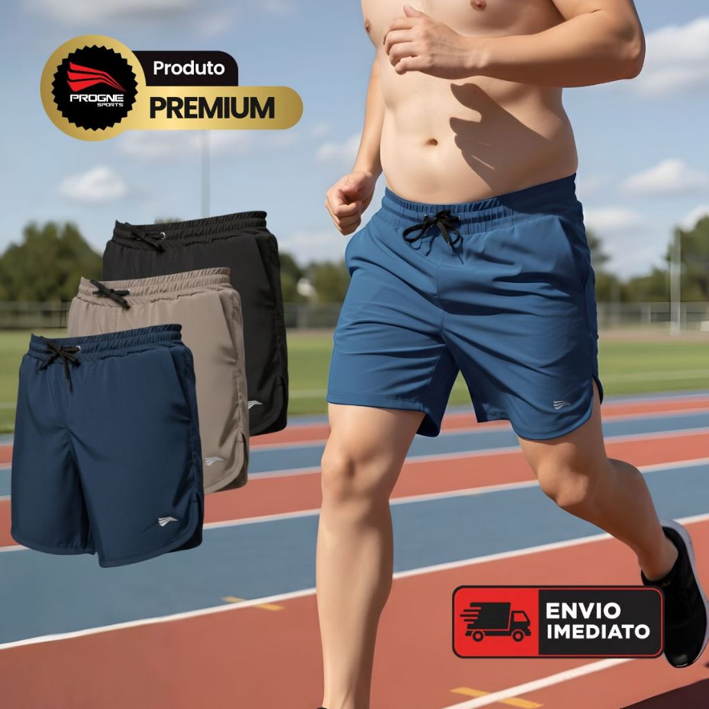 SHORTS MICROFIBRA COM BERMUDA TÉRMICA MASCULINO - ACADEMIA TREINOS CORRIDA - PROGNE SPORTS