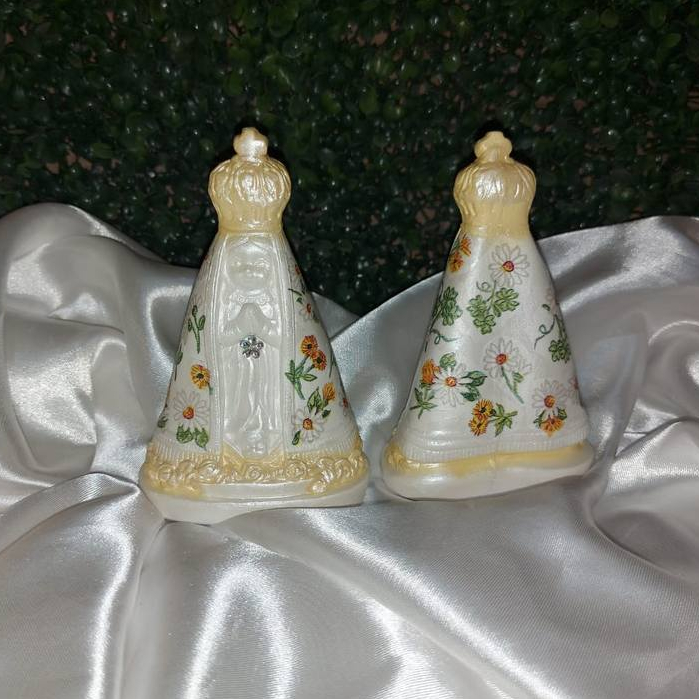 Lembrança Batizado e Casamento kit 05 Nossa Senhora Aparecida Baby / Decoupage Amarela / 13 cm