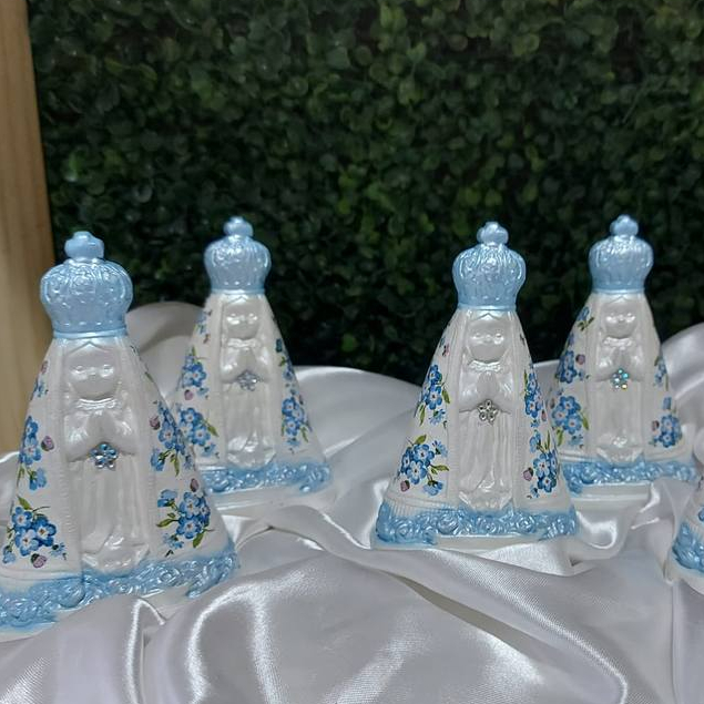 Lembrança Batizado e Casamento kit 05 Nossa Senhora Aparecida Baby / Decoupage Azul claro / 13 cm