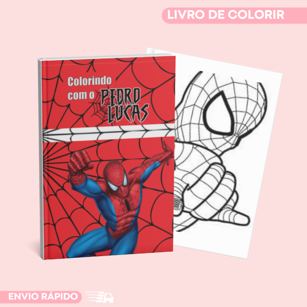 Livro de Colorir Personalizado Lembrancinha Aniversário Homem Aranha Kit com 10 Unidades