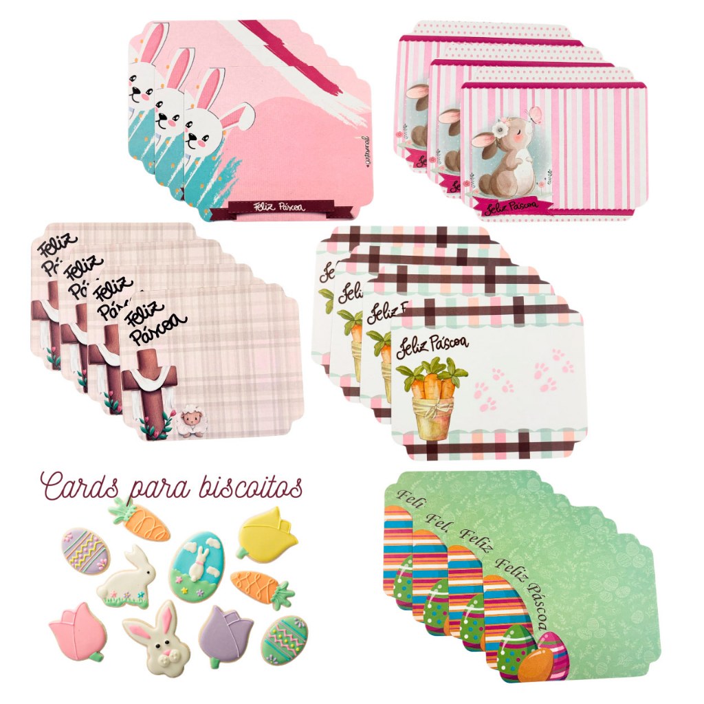 50 Cartões de Páscoa para bolachas  decoradas, chocolate , bombom e doces.10x12 cm. em Oferta na Shopee