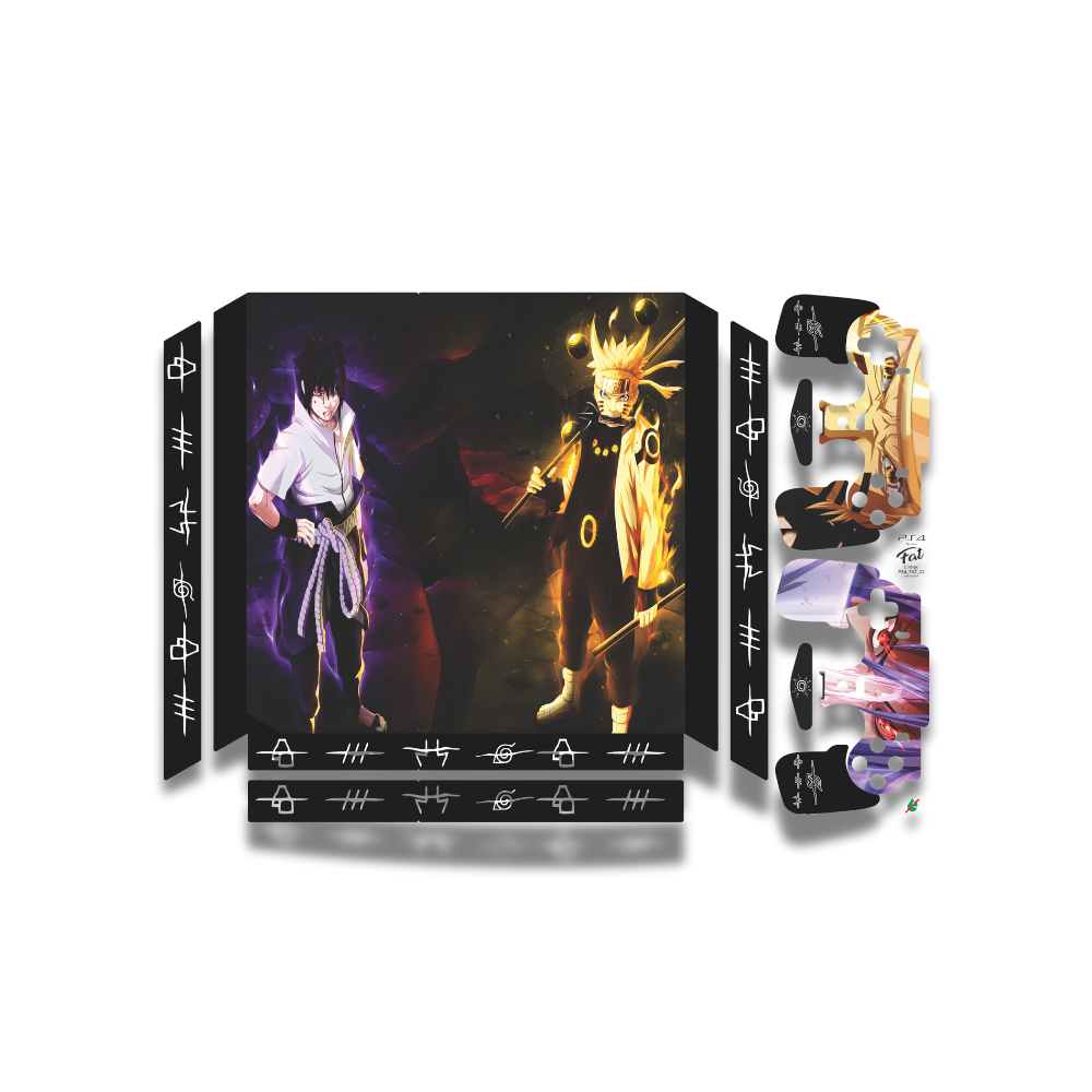 Adesivo Skin Playstation Ps4 Fat + Controles Naruto e Sasuke