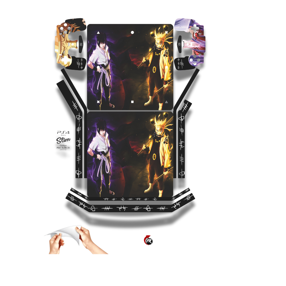 Adesivo Skin Playstation Ps4 Slim + Controles Naruto e Sasuke