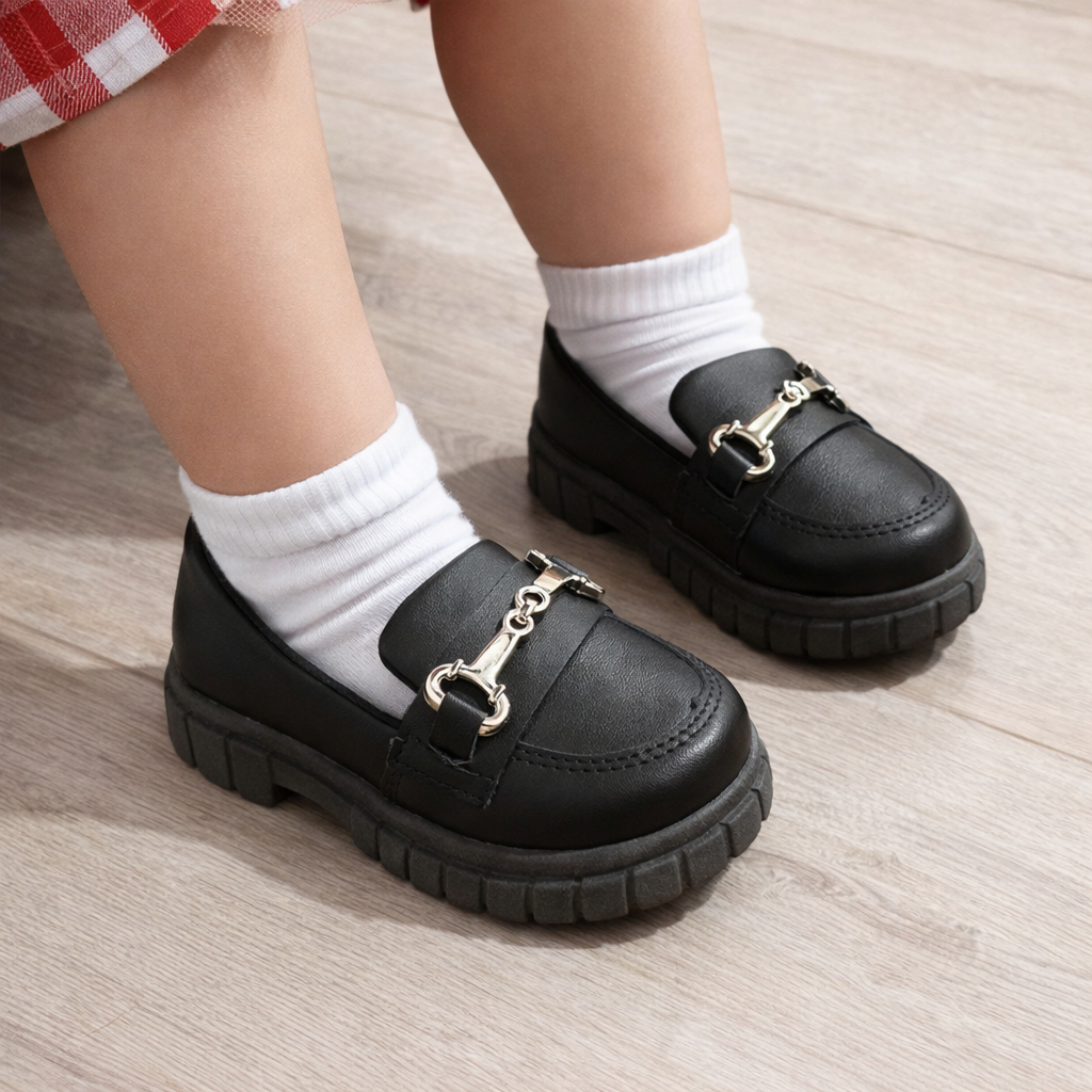 Sapato Mocassim Kids Infantil Menina Tratorado Loafer Blogueirinha Confortável Aplique ABS