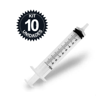 Kit C/10 Seringas Descartável S/ Agulha Bico Luer Slip 10ml em Oferta na Shopee