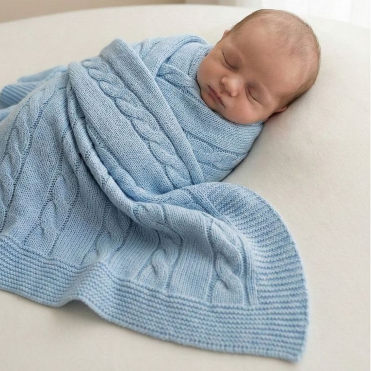 Manta Cobertor Tricot Bebê Detalhe Trança Saída Maternidade Recém Nascido