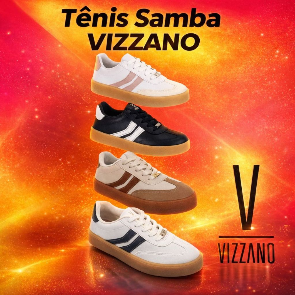 Tênis Feminino Vizzano Samba Original com Cadarço Antiderrapante, Casual, Confortável e Es...