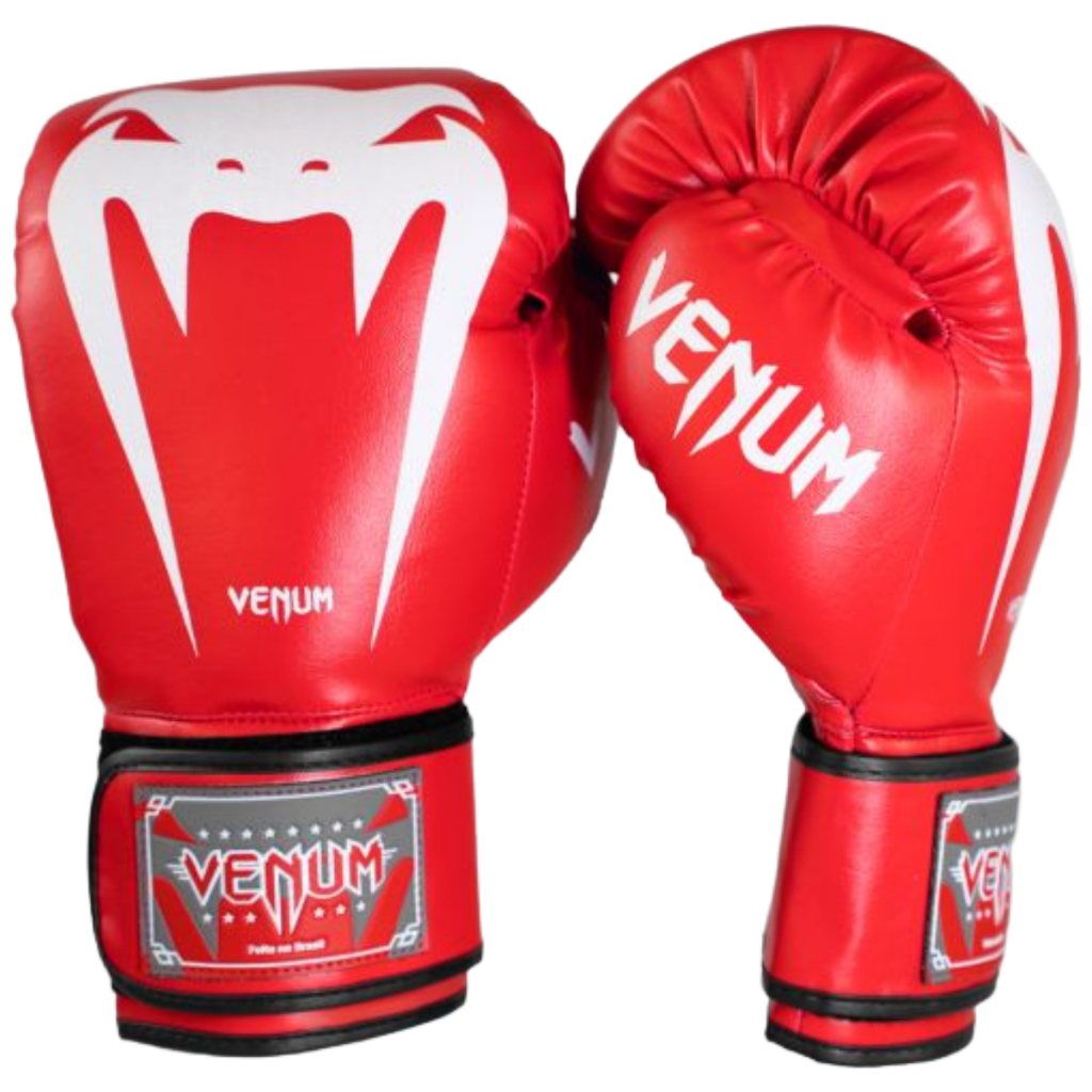 LUVA MUAY THAI BOXE KICKBOXING GIANT FULL LOGO PRO RED VENUM