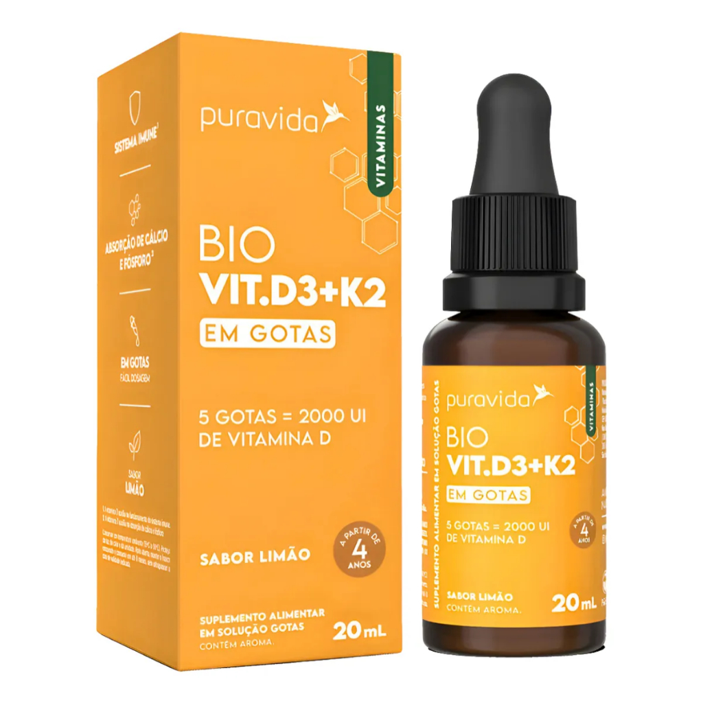 Bio Synergy D3 2000ui + K2 30mcg - Gotas 20ml - Puravida