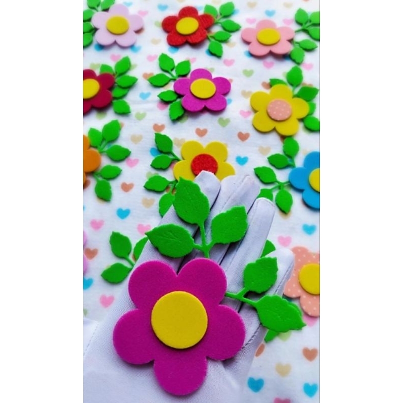 kit com 12 Flores coloridas de Eva/Bolo Fake/Decoração/Enfeites/Jardim encantado/Aniversário/lembrancinha/Festa
