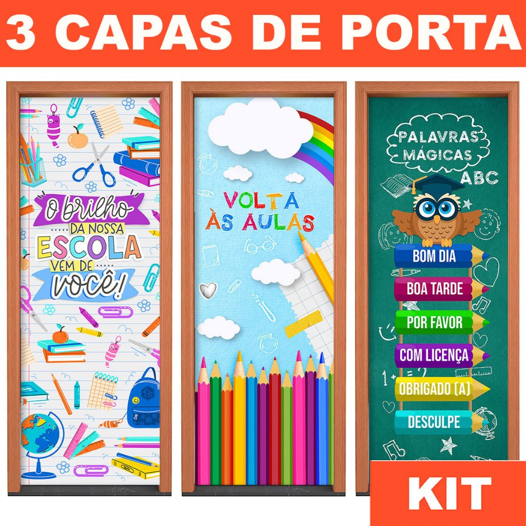 Kit 3 Capa de Porta Escolar Volta às Aulas em Tecido Decorativo 0,80x2,10m Com Elástico em Oferta na Shopee