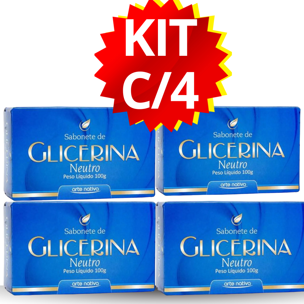 SABONETE DE GLICERINA 100G BARRA – KIT COM 4