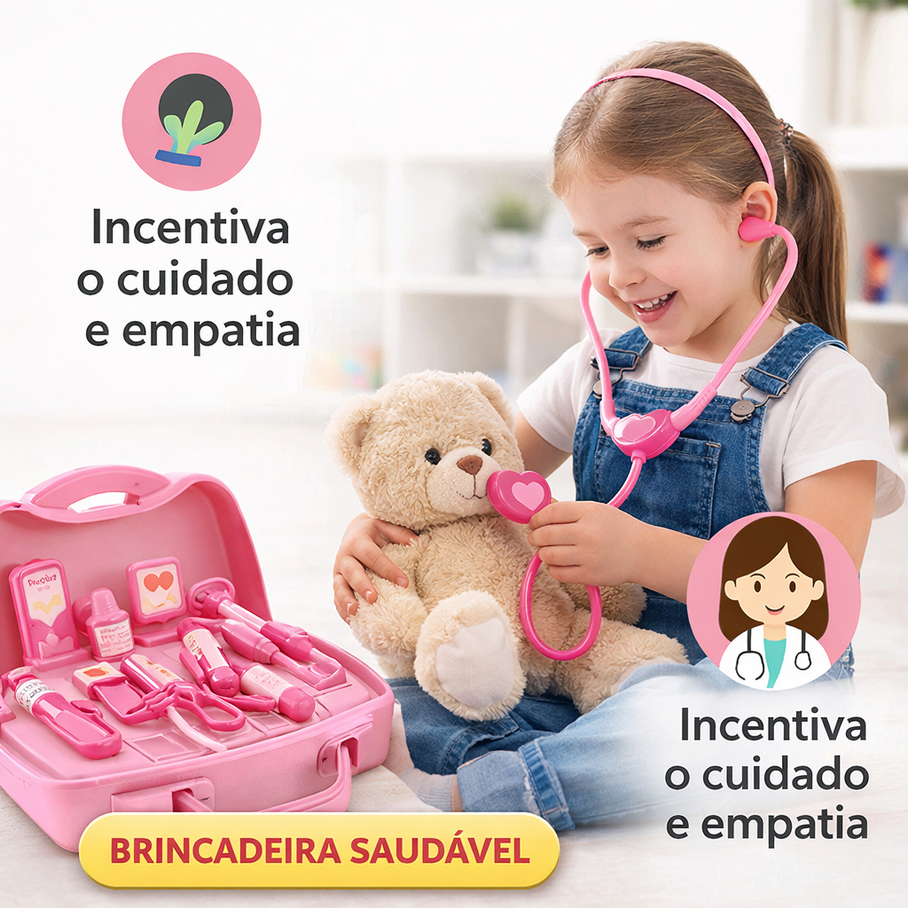 Brinquedo Kit Médico Infantil Maleta Doutor Criança Menino Menina Educativo com Acessórios