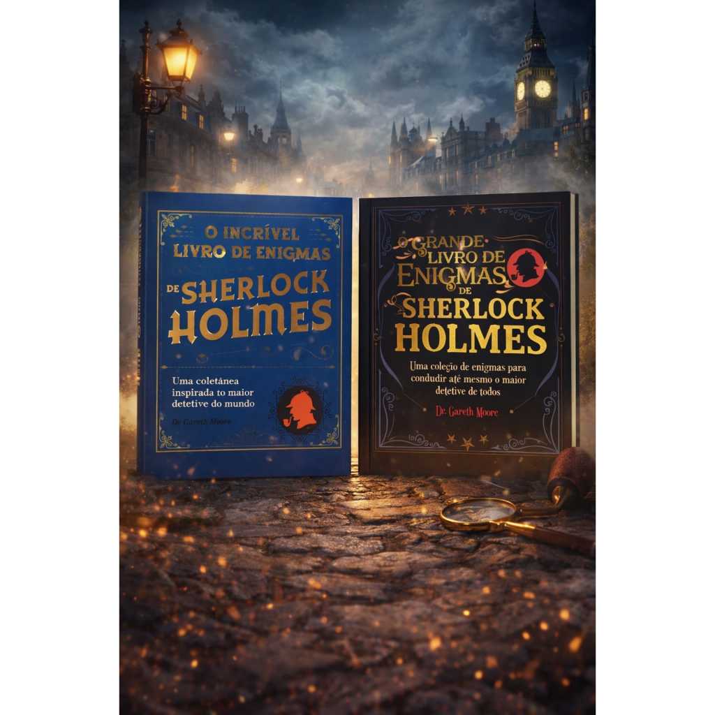 Kit Especial com 2 Livros de Enigmas Inspirados em Sherlock Holmes - O Incrível Livro de Enigmas e O Grande Livro de Eni