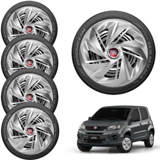 Jogo 4 Calotas Aro 13 14 Nitro Prata Compativel Com Palio Uno Siena Mobi Prata em Oferta na Shopee