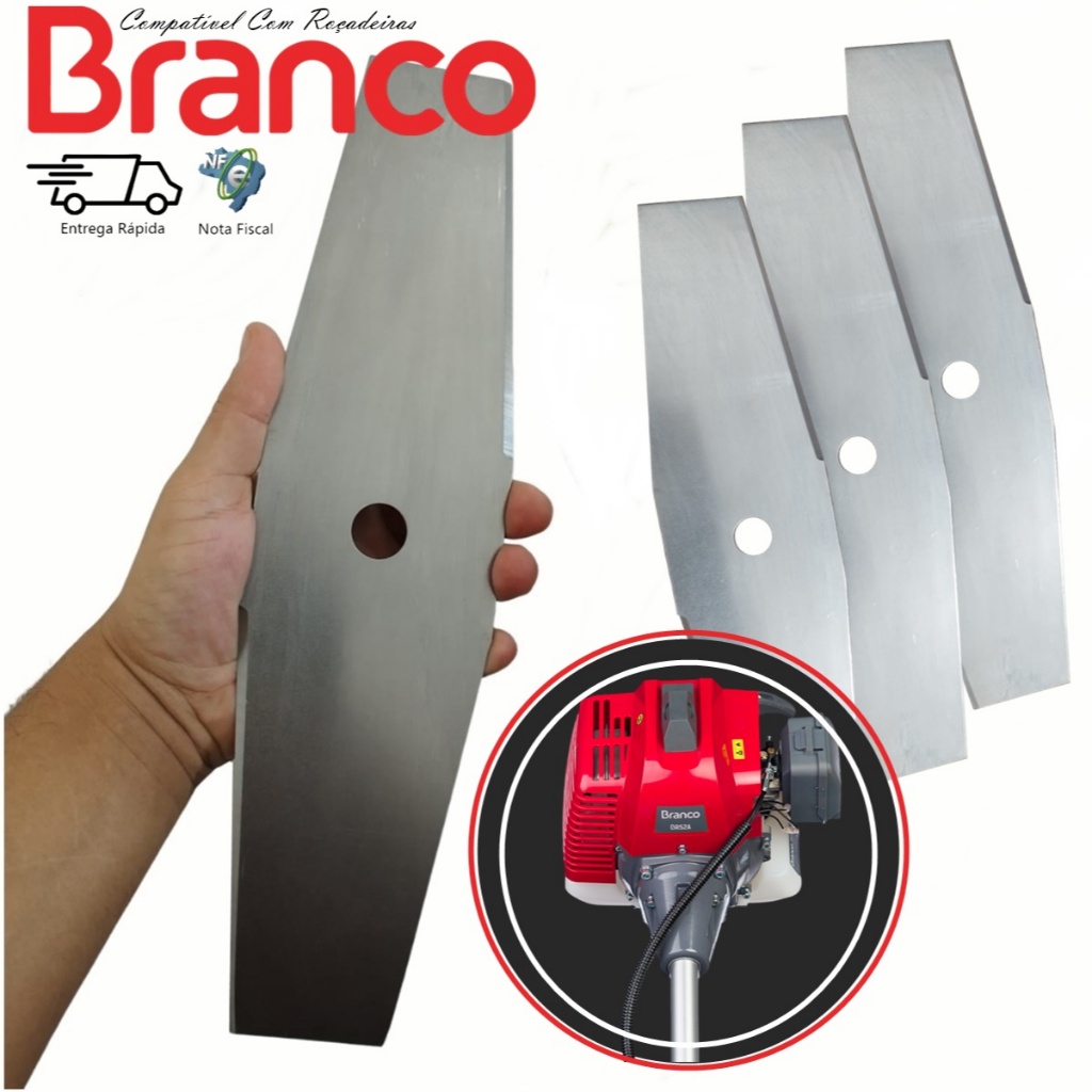 Kit 3 Lâmina Faca 350mm 2 Pontas P/ Roçadeira Branco Br43C/ Br52A/ Br52c/Br26 Multi /Br33A /Br43A em Oferta na Shopee