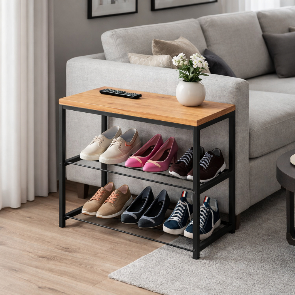 Sapateira Organizadora Industrial Banco 2 Prateleiras 8 Pares