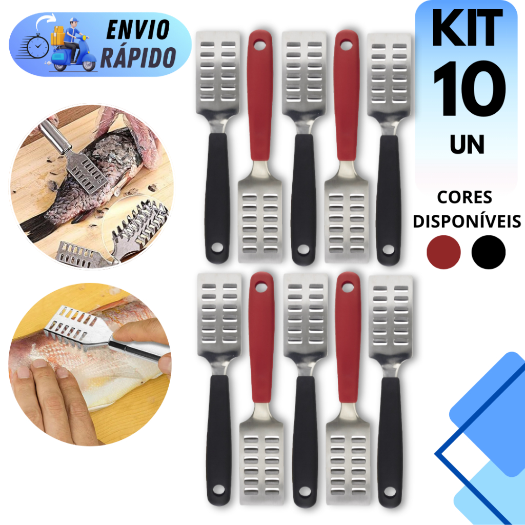 KIT 4 A 10 DESCAMADOR DE PEIXE PROFISSIONAL INOX MULTIUSO PARA FRUTOS DO MAR ESCAMADOR LIMPADOR RESISTENTE