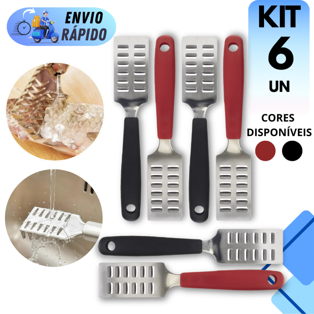 KIT 2 A 6 UNIDADES ESCAMADOR LIMPADOR DE PEIXE INOX PROFISSIONAL  MULTIUSO PARA FRUTOS DO MAR DESCAMADOR RESISTENTE