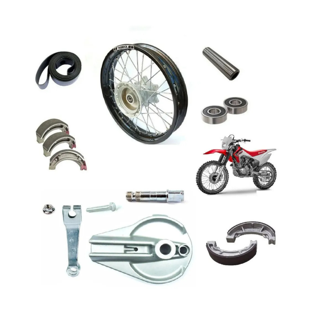 Roda Traseira Completa Montada + Espelho Crf 230 Aro Aluminío Preto
