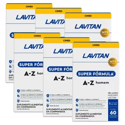 Kit 6 unidades Lavitan Super Fórmula A-Z Homem 60 comprimidos
