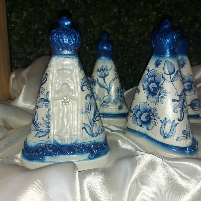 Lembrança Batizado e Casamento kit 05 Nossa Senhora Aparecida Baby / Decoupage Azul / 13 cm