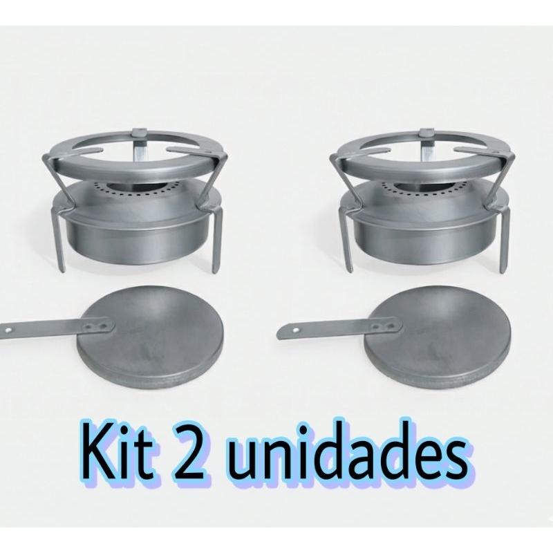 Kit 2 fogareiros espiriteira fogão portátil a álcool sem pintura para camping, caminhoneiro, pesca sobrevivência