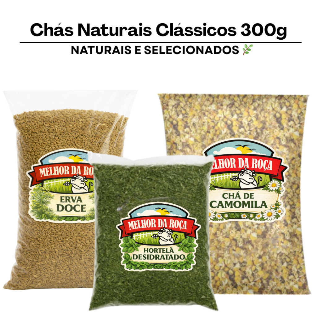 Imagem Chá Natural Hortelã Camomila Erva-Doce Chá Calmante e Relaxante 300g