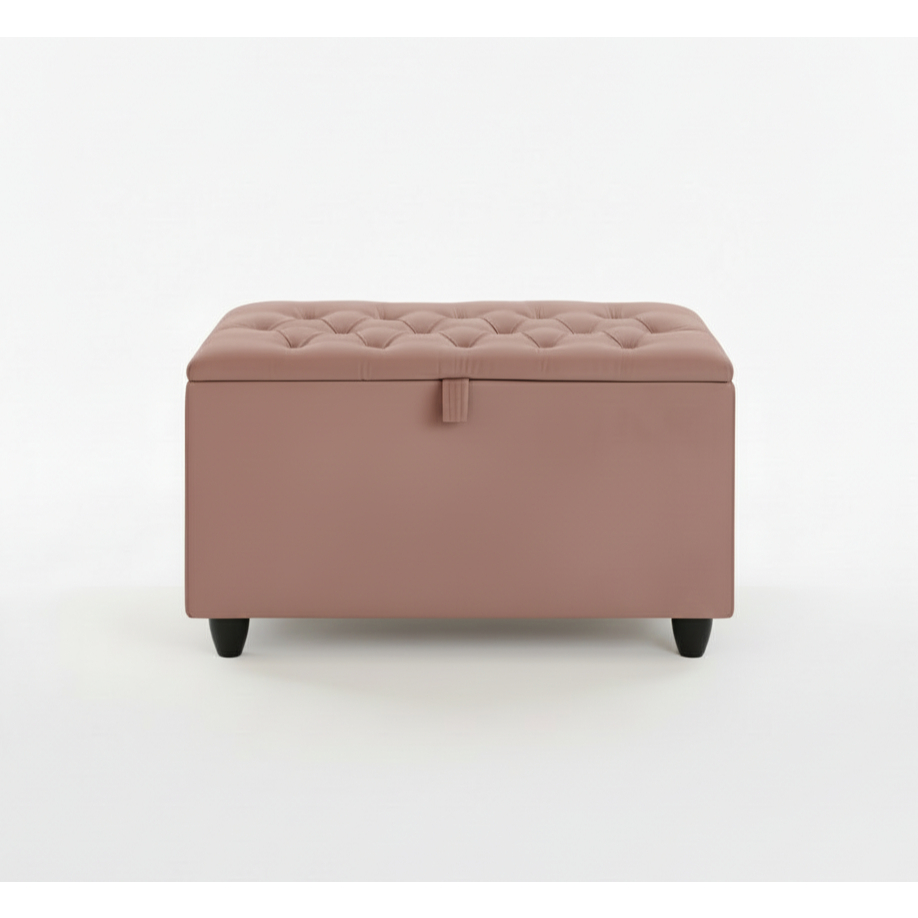 Baú Recamier Divã Sara Capitonê 80cm Tecido Suede Macio Estrutura Madeira Para Cama Solteiro Quarto - AV