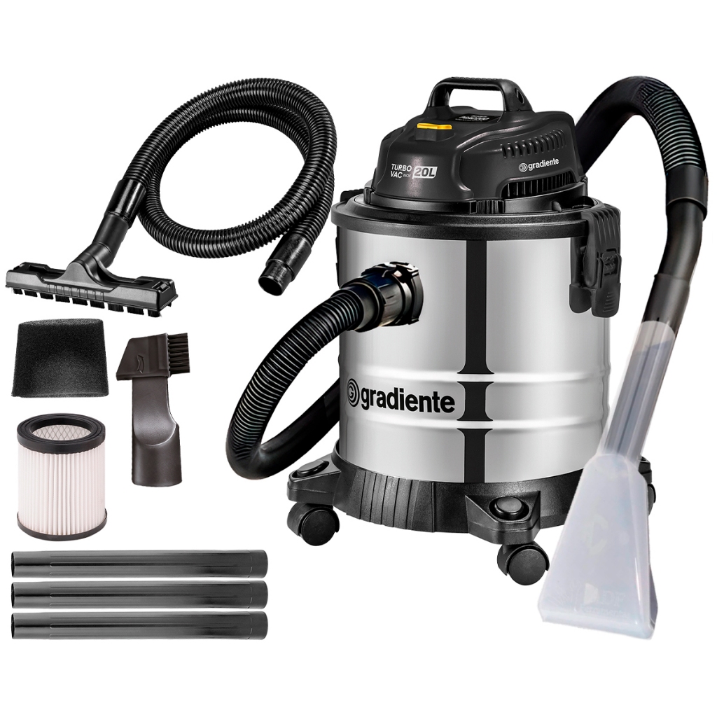 Aspirador De Pó E Água Inox Multiuso Soprador Com Bico Extratora 20l 1200w Turbo Vac Gradiente em Oferta na Shopee