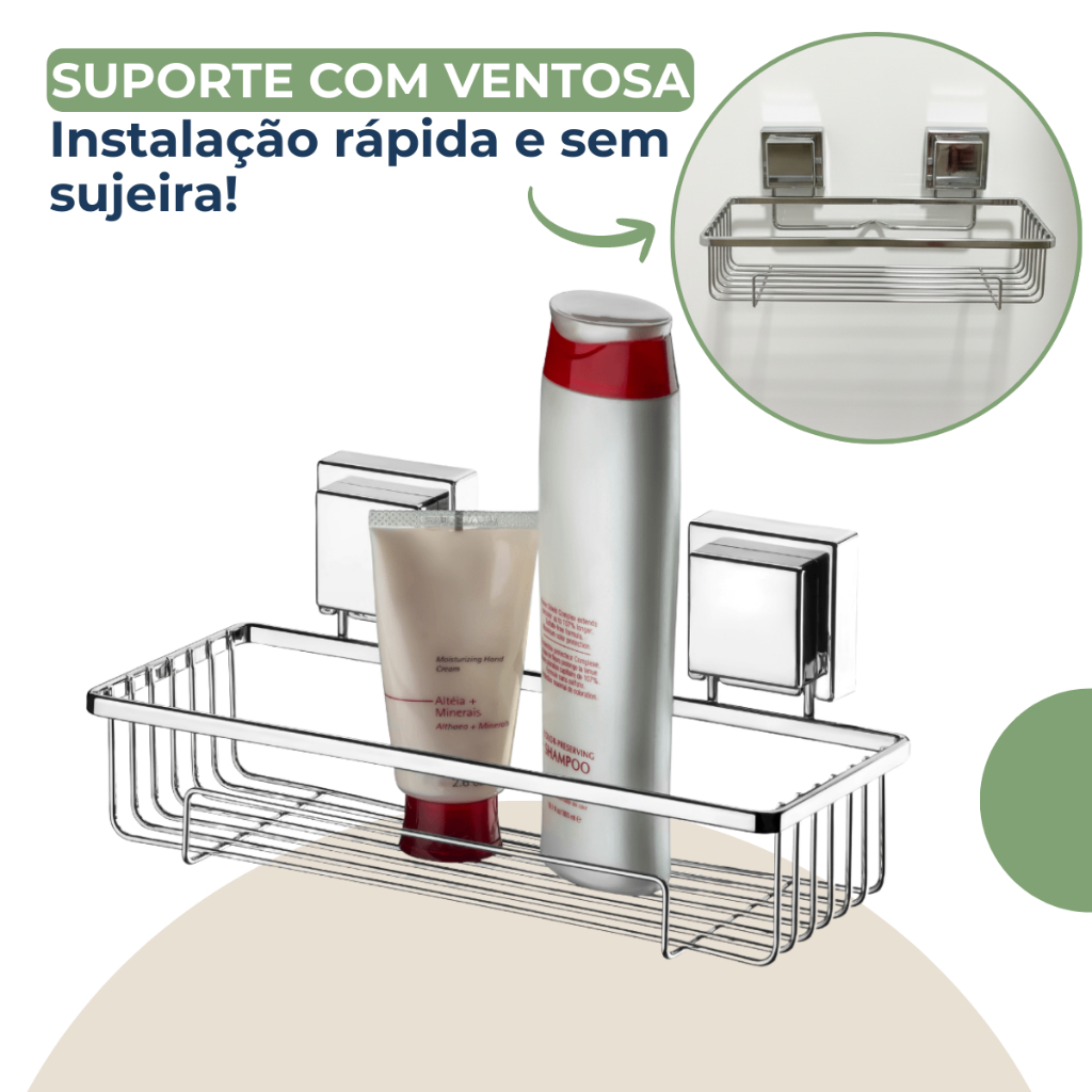 Suporte Shampoo Prateleiras De Banheiro Ventosa Cromado Sem Furo Future em Oferta na Shopee