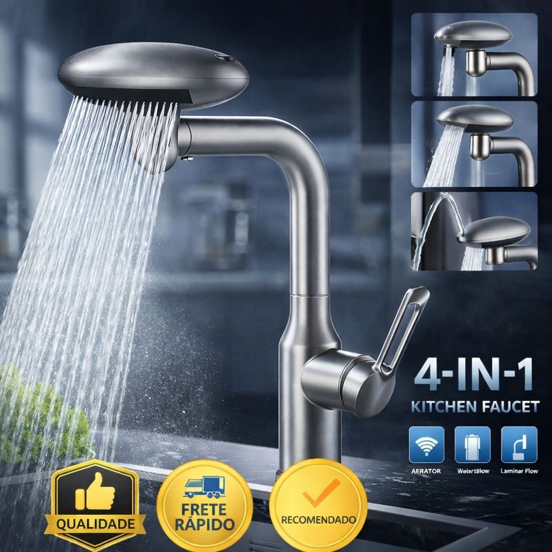 Torneira Com 4 Modos E Rotação 360° Água Quente e Fria em Metal Premium Novo Modelo Lançamento em Oferta na Shopee