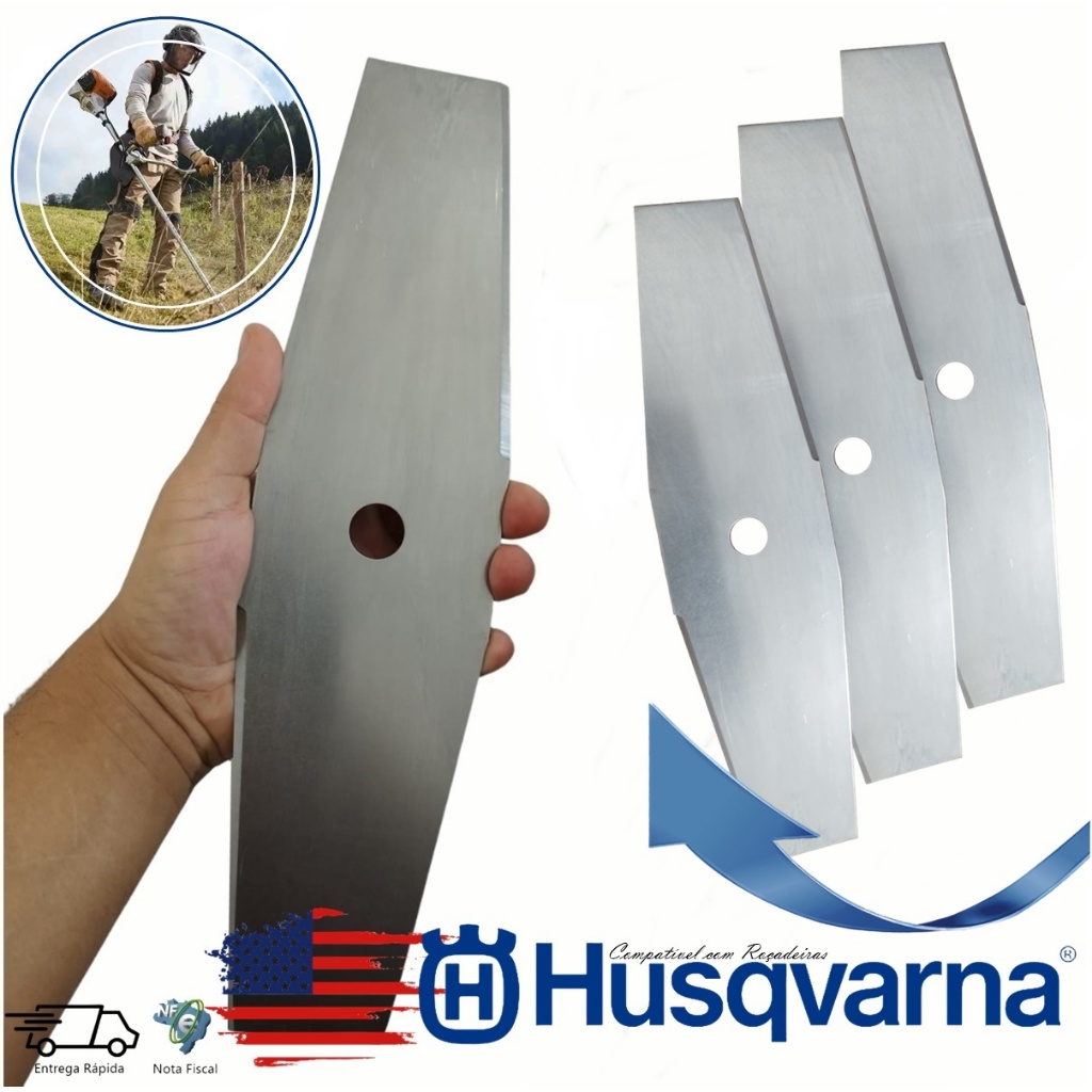 Kit 3 Lâmina Faca 2 Pontas 350mm P/ Roçadeira Husqvarna 131r /142r /143r /143rii /236r /241r /553rbx em Oferta na Shopee