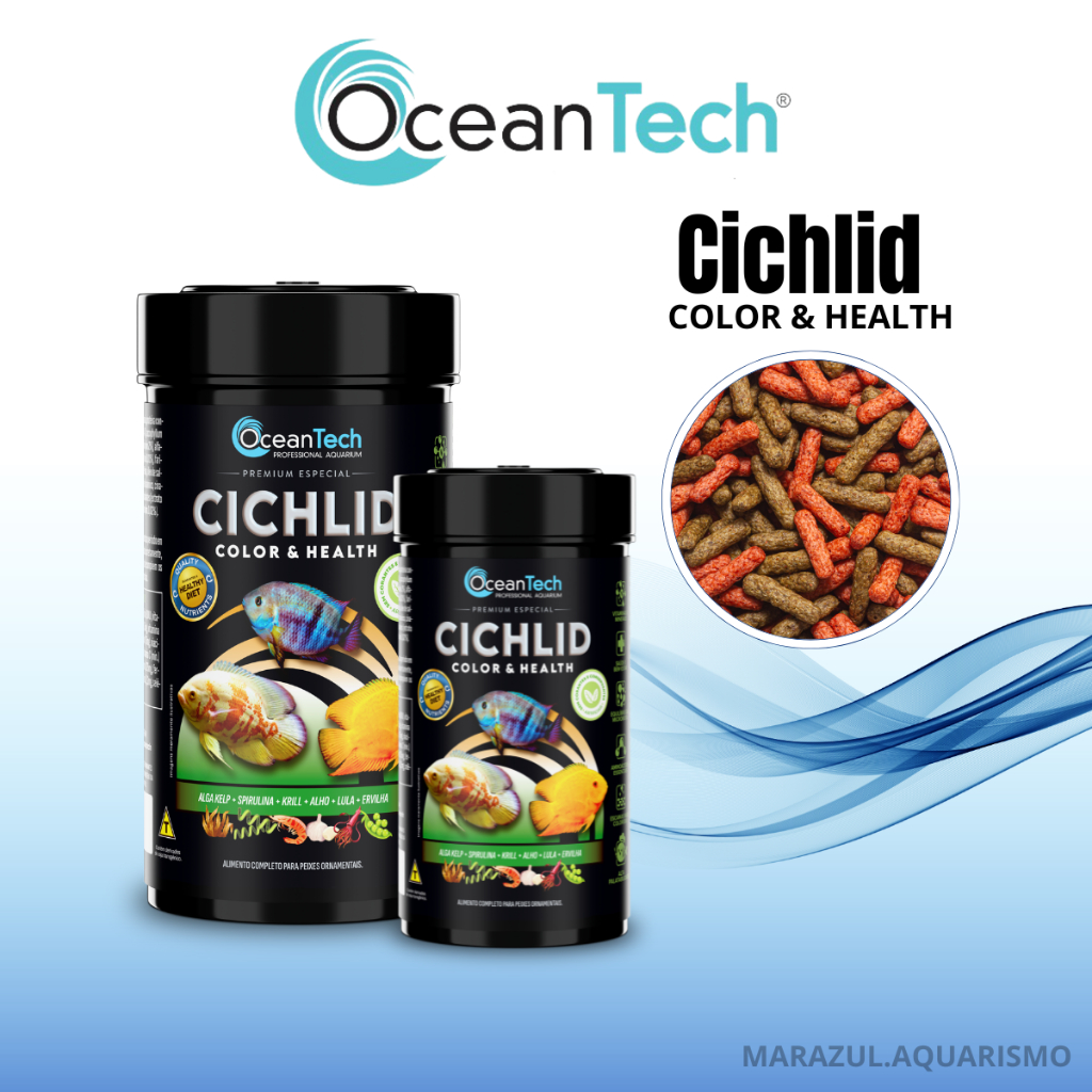 Ocean Tech Cichlid Color e Health - Ração para Peixes Premium