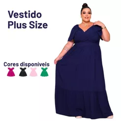 Vestido Feminino Longo 3 Maria Plus Size Manga Curta Verão Casual Evangélico Elegante Modesto Social