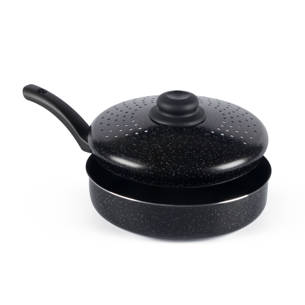 Frigideira Antiaderente Tampa De Fritura 18Cm Preto Nacional em Oferta na Shopee