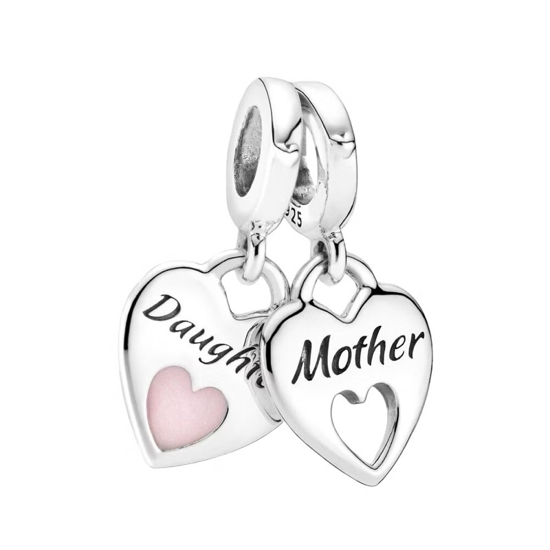Pingente Coração Mãe e Filha em Aço — Amor Eterno, Presente Dia das Mães, Colar/Pulseira berloque
