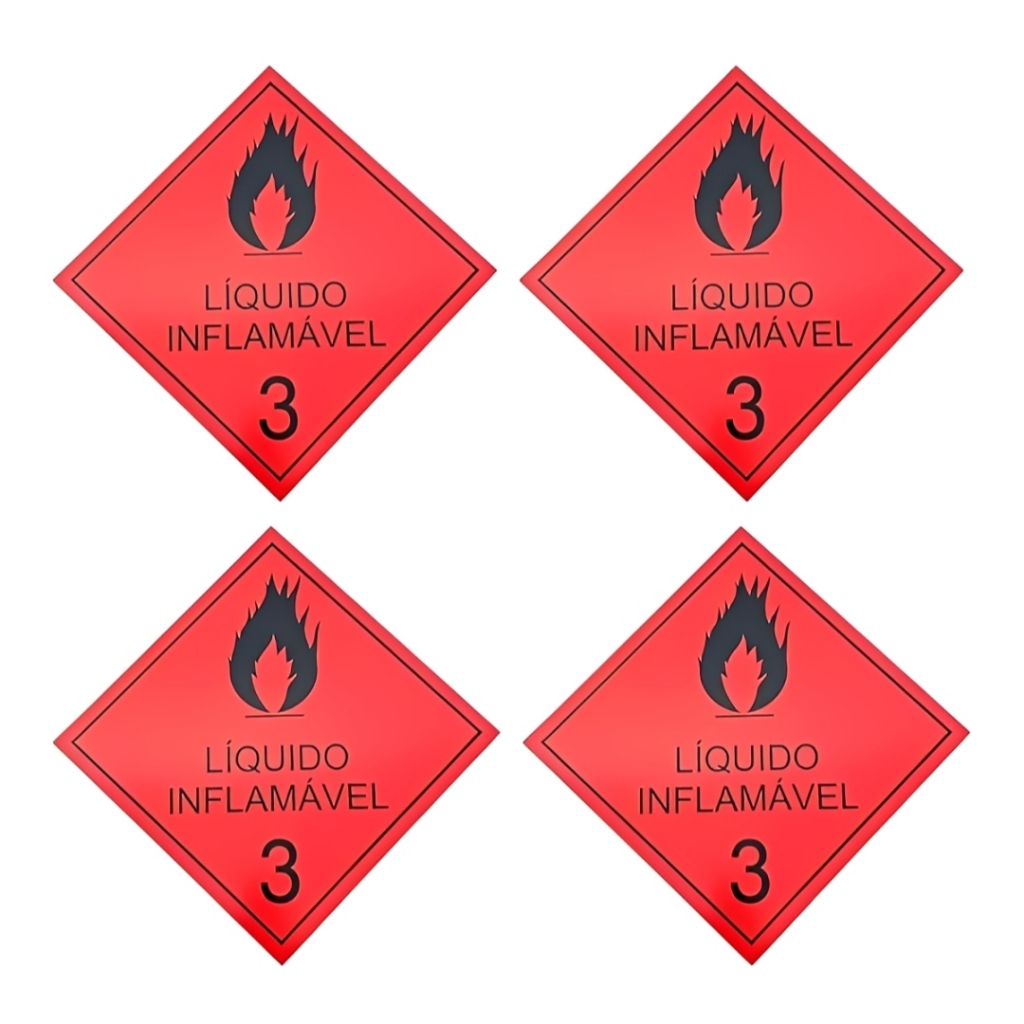 4 Placas 30x30cm Sinalização Segurança ONU Liquido Inflamavel 3