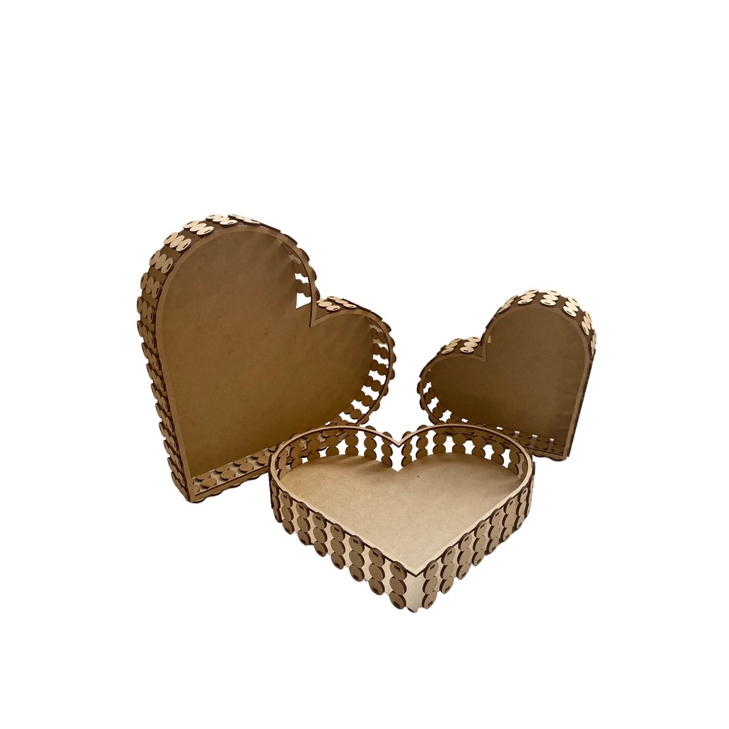 5 Bandejas M + 7 Bandejas G Pérolas Coração Mdf Crú